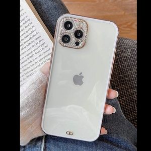 New! Beautiful Clear Gold and White Case with Rhinestones